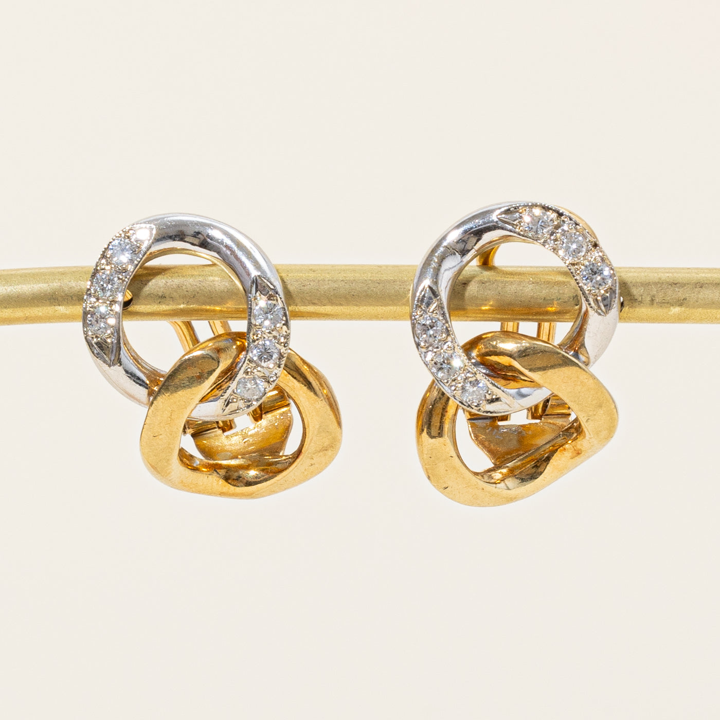 Two Tone Gold Diamond Clip On Earrings | 0.36ctw |