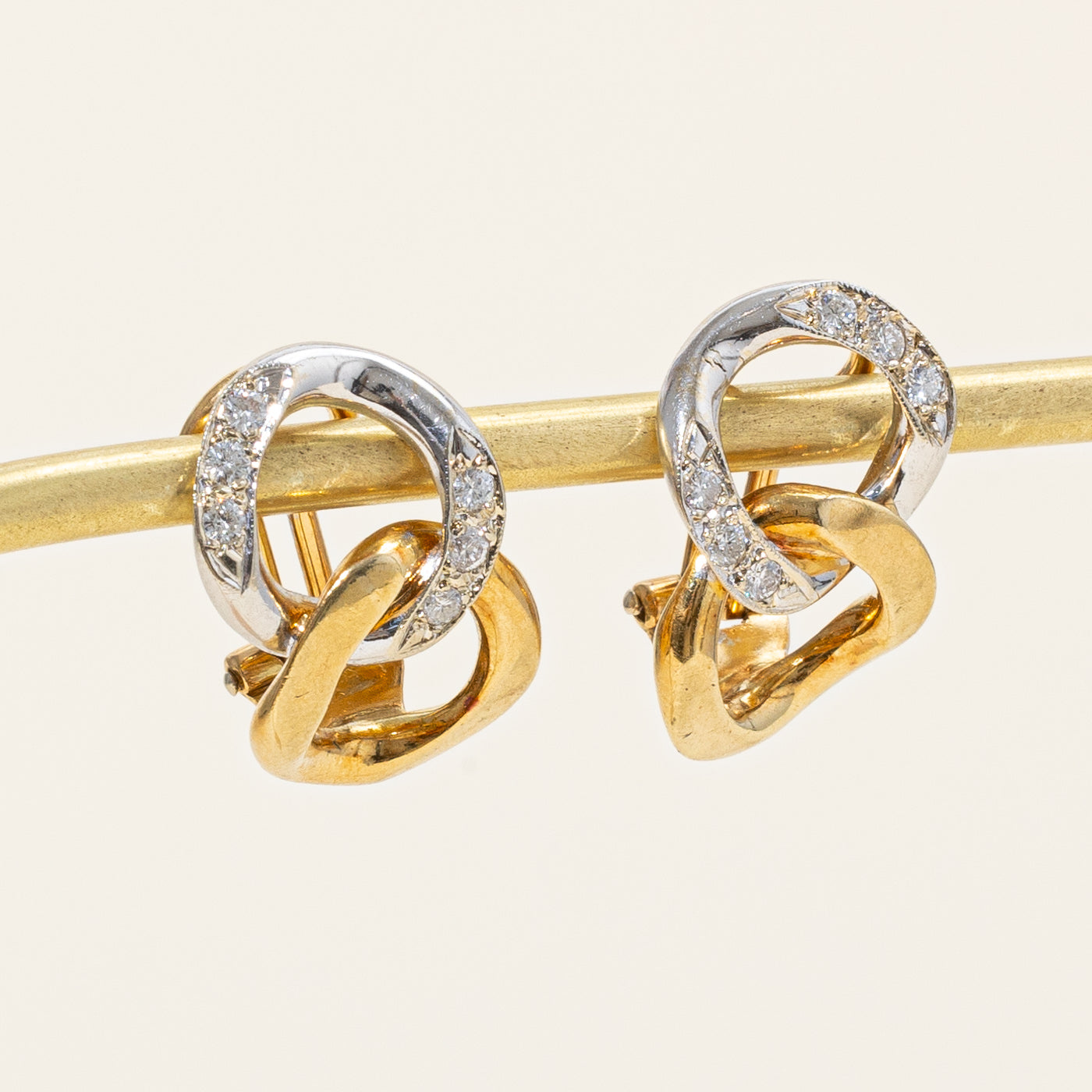 Two Tone Gold Diamond Clip On Earrings | 0.36ctw |