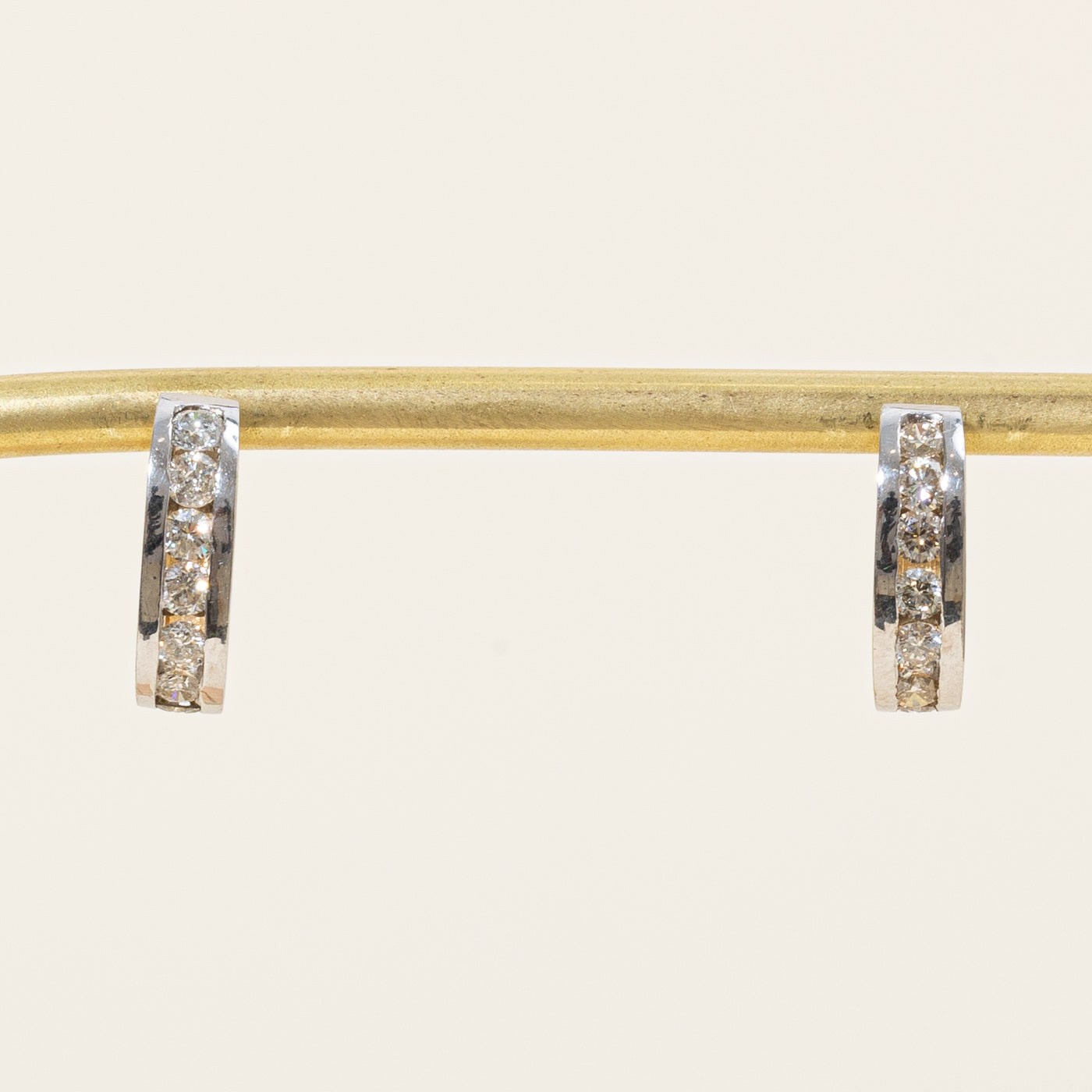 Two Tone Gold Diamond Huggie Earrings | 0.84ctw |