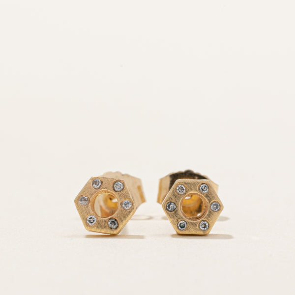 Diamond Bolt Stud Earrings | 0.04ctw |