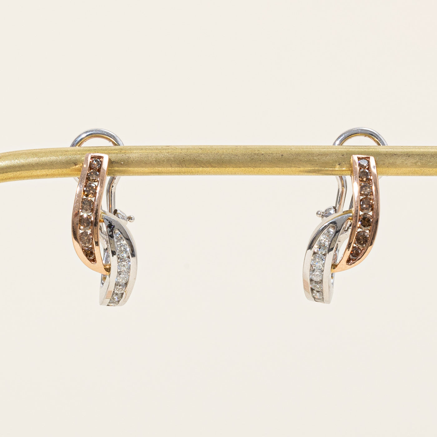 White & Cognac Diamond Hoop Earrings | 0.40ctw, 0.40ctw |