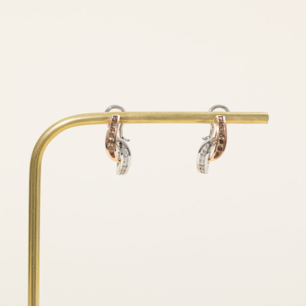 White & Cognac Diamond Hoop Earrings | 0.40ctw, 0.40ctw |