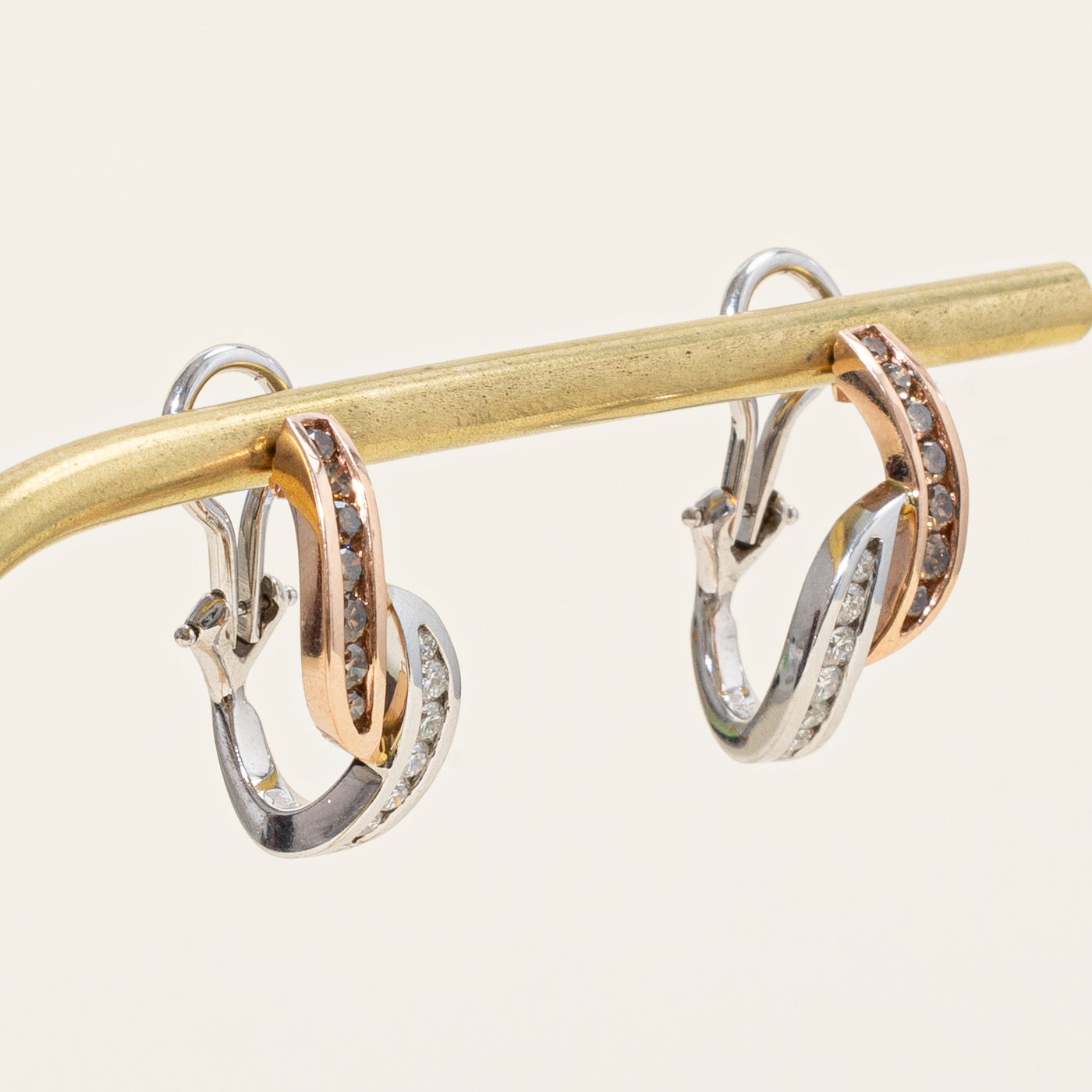 White & Cognac Diamond Hoop Earrings | 0.40ctw, 0.40ctw |