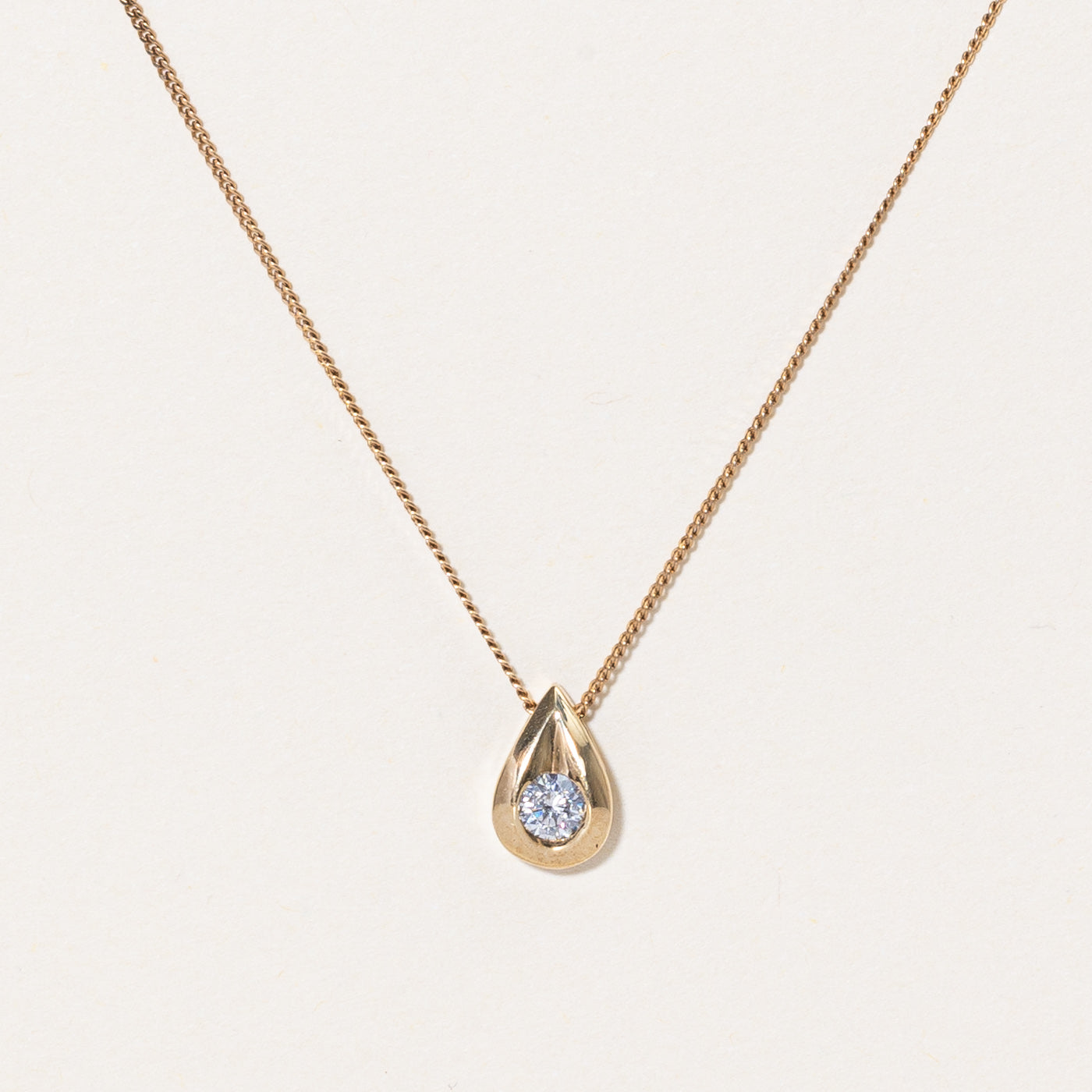 Diamond Teardrop Pendant & Necklace | 0.15ct | 18