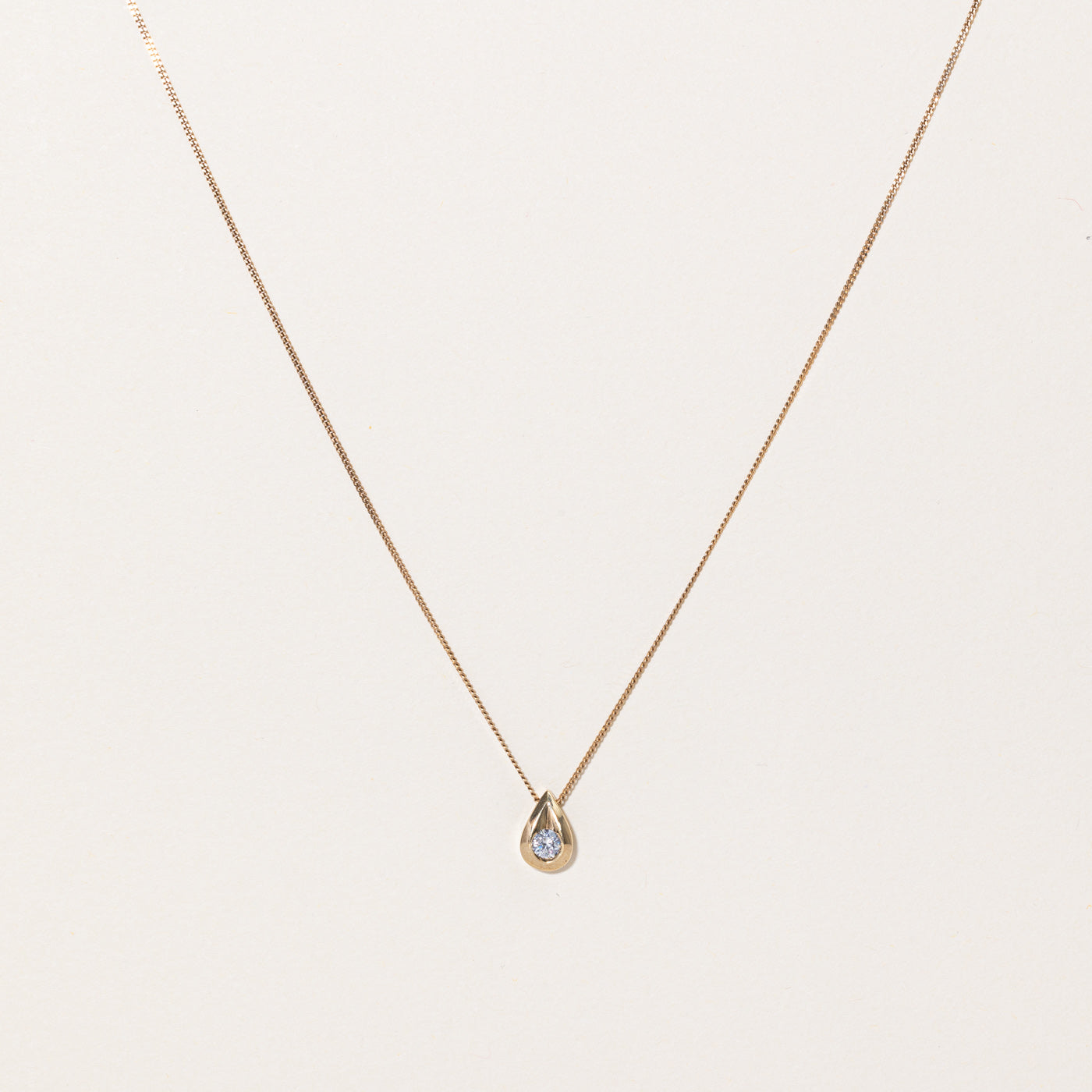 Diamond Teardrop Pendant & Necklace | 0.15ct | 18