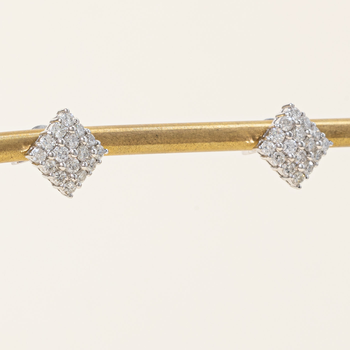 Diamond Square Cluster Stud Earrings | 0.80ctw |