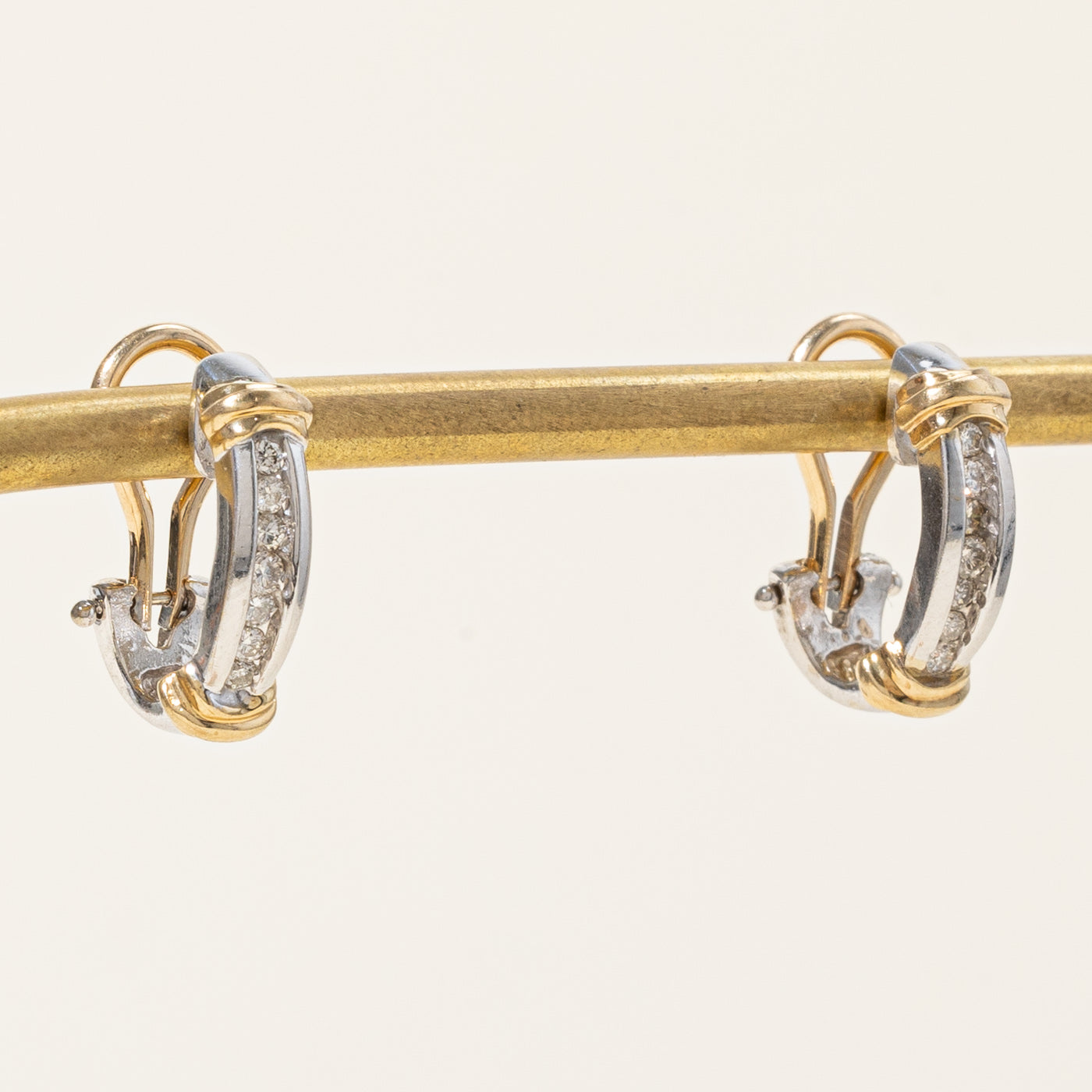 Channel Set Diamond Oval Hoop Earrings | 0.17ctw |