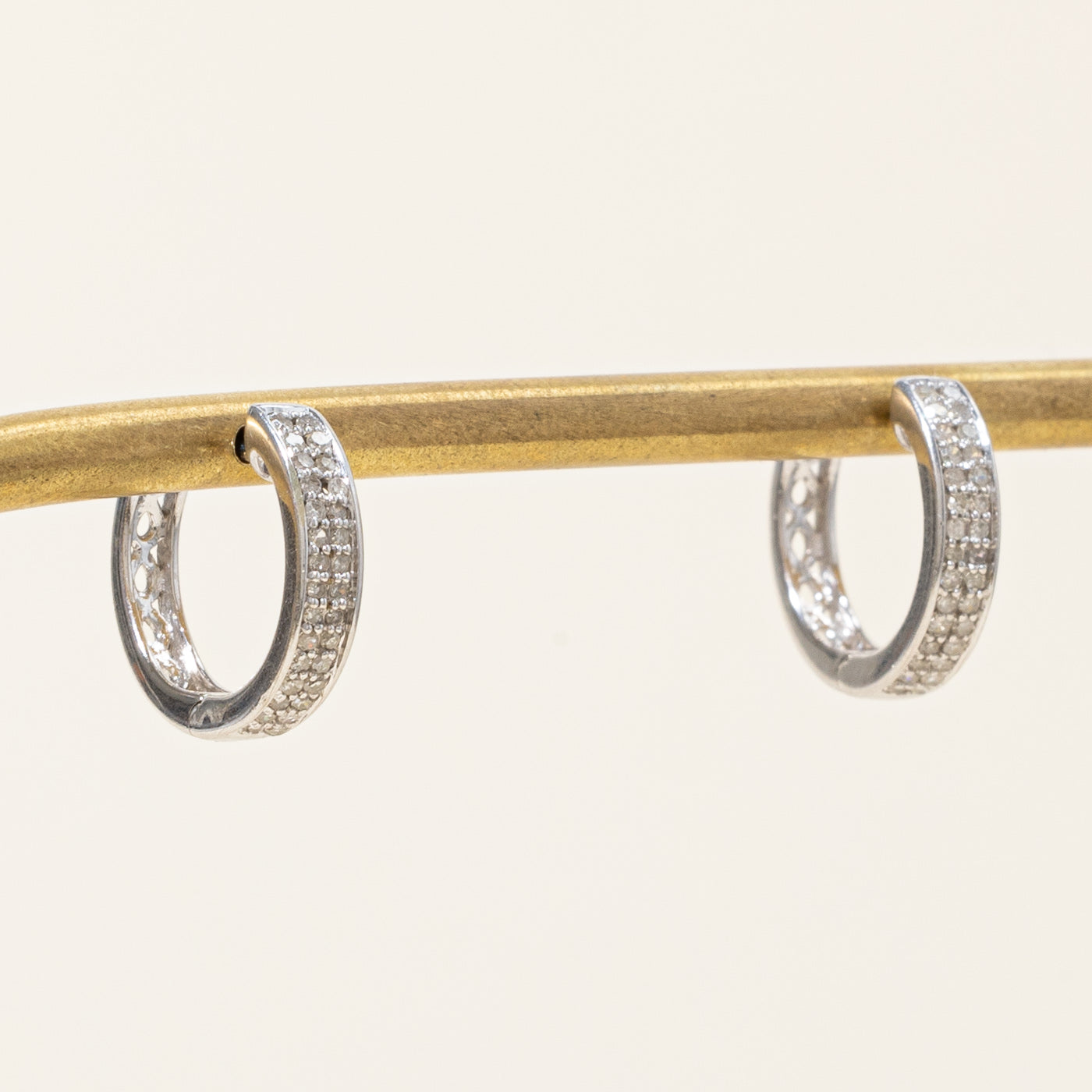 Double Row Diamond Huggie Earrings | 0.18ctw |