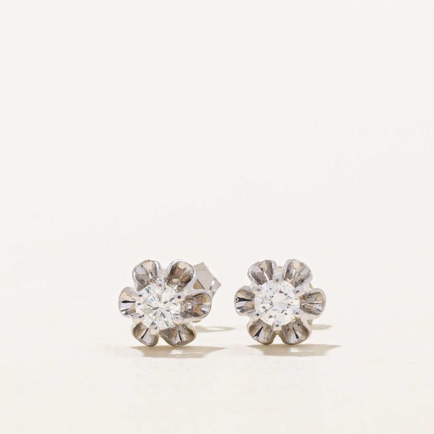 Belcher Set Diamond Stud Earrings | 0.16ctw |