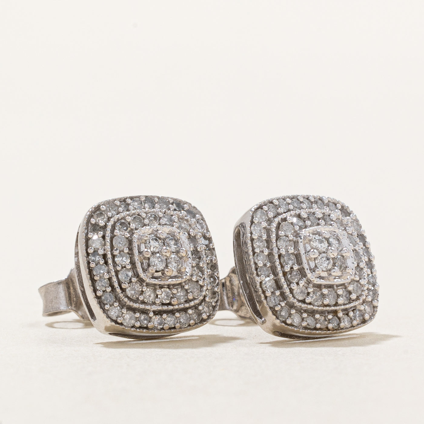 Diamond Cluster Multi Halo Stud Earrings | 0.25ctw |