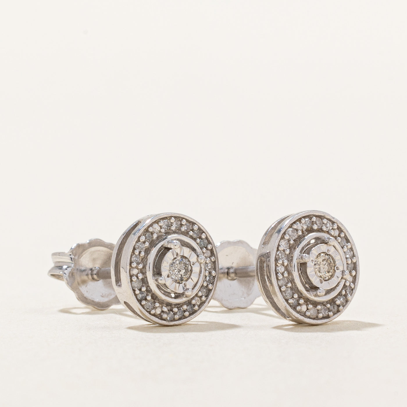 Illusion Set Diamond Halo Stud Earrings | 0.12ctw |