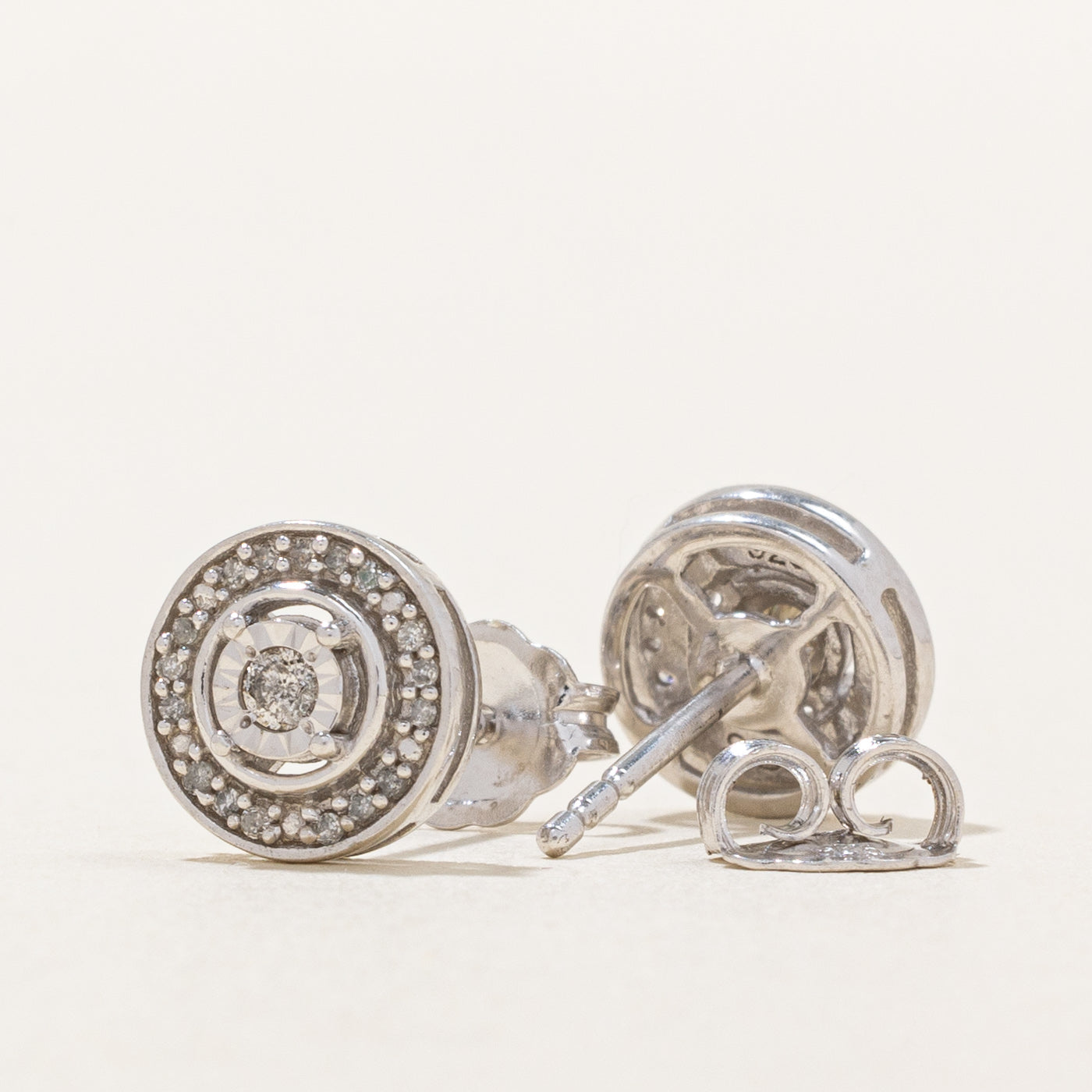 Illusion Set Diamond Halo Stud Earrings | 0.12ctw |