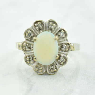 Opal & Diamond Halo Ring | 0.60ct, 0.08ctw | SZ 3.75 |