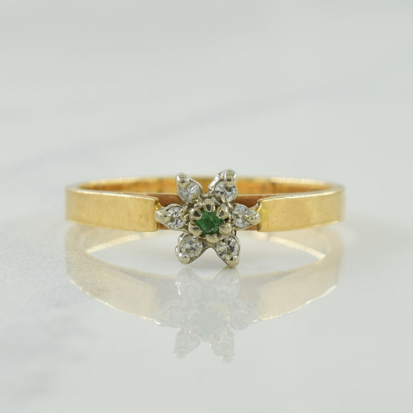 Diamond & Emerald Ring | 0.04ctw, 0.01ct | SZ 5.75 |