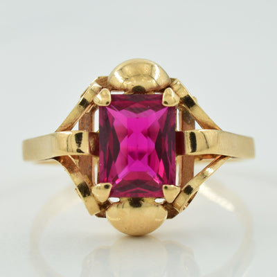 Vintage Hungarian Synthetic Ruby Cocktail Ring | 1.92ct | SZ 8.25 |