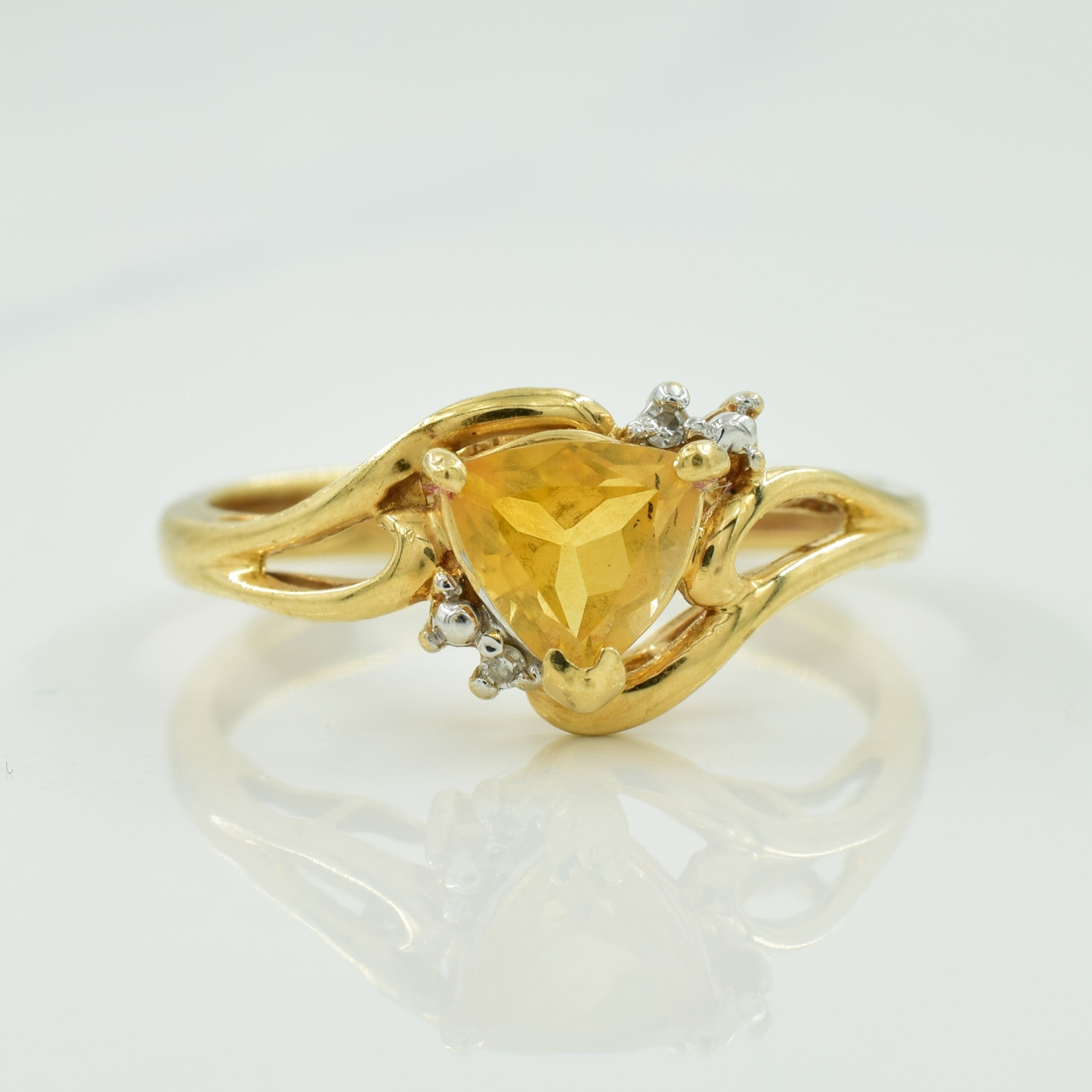 Citrine & Diamond Bypass Ring | 0.60ct, 0.01ctw | SZ 7.75 |