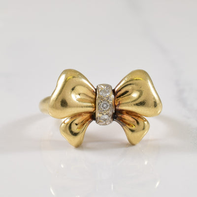Diamond Bow Shaped Ring | 0.03ctw | SZ 6 |