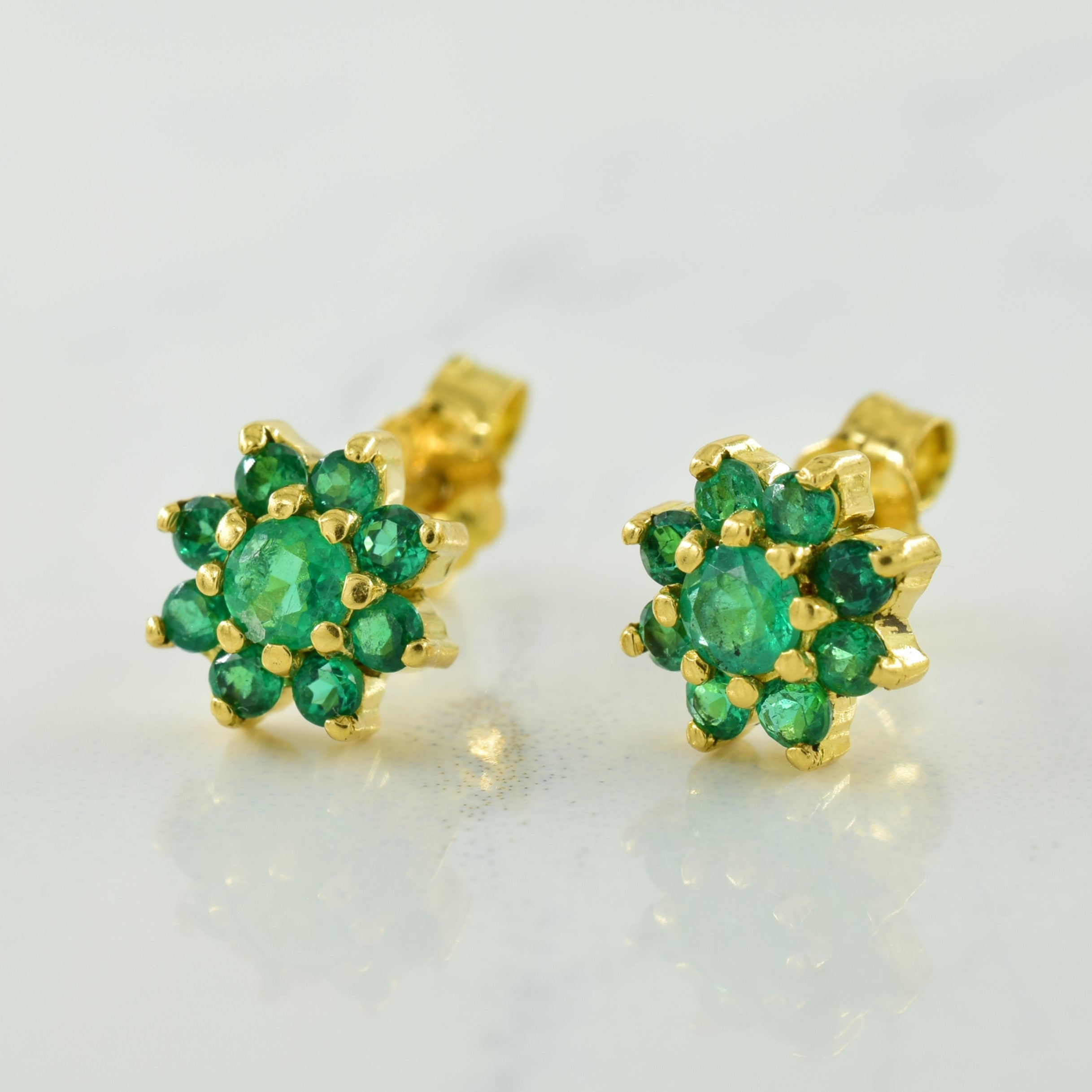 Synthetic Emerald Earrings | 0.50ctw |