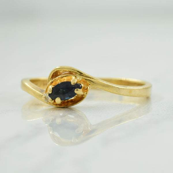 Sapphire & Diamond Bypass Ring | 0.12ct, 0.01ct | SZ 7.5 |
