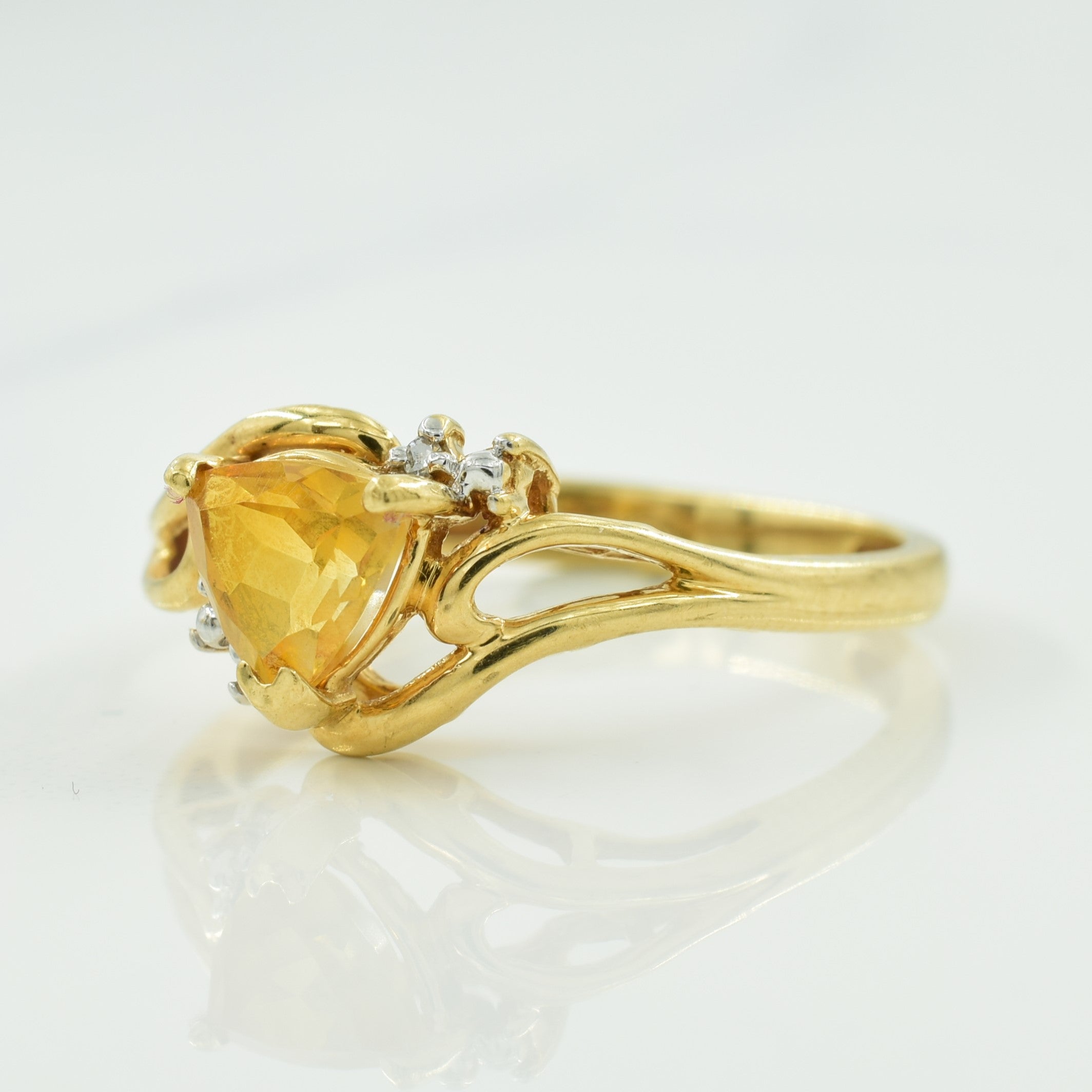 Citrine & Diamond Bypass Ring | 0.60ct, 0.01ctw | SZ 7.75 |