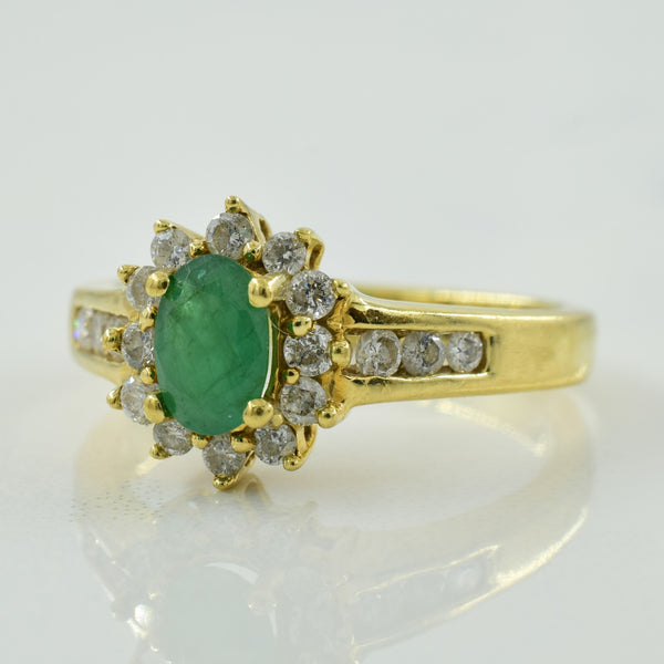 Emerald & Diamond Halo Ring | 0.34ct, 0.36ctw | SZ 5.5 |