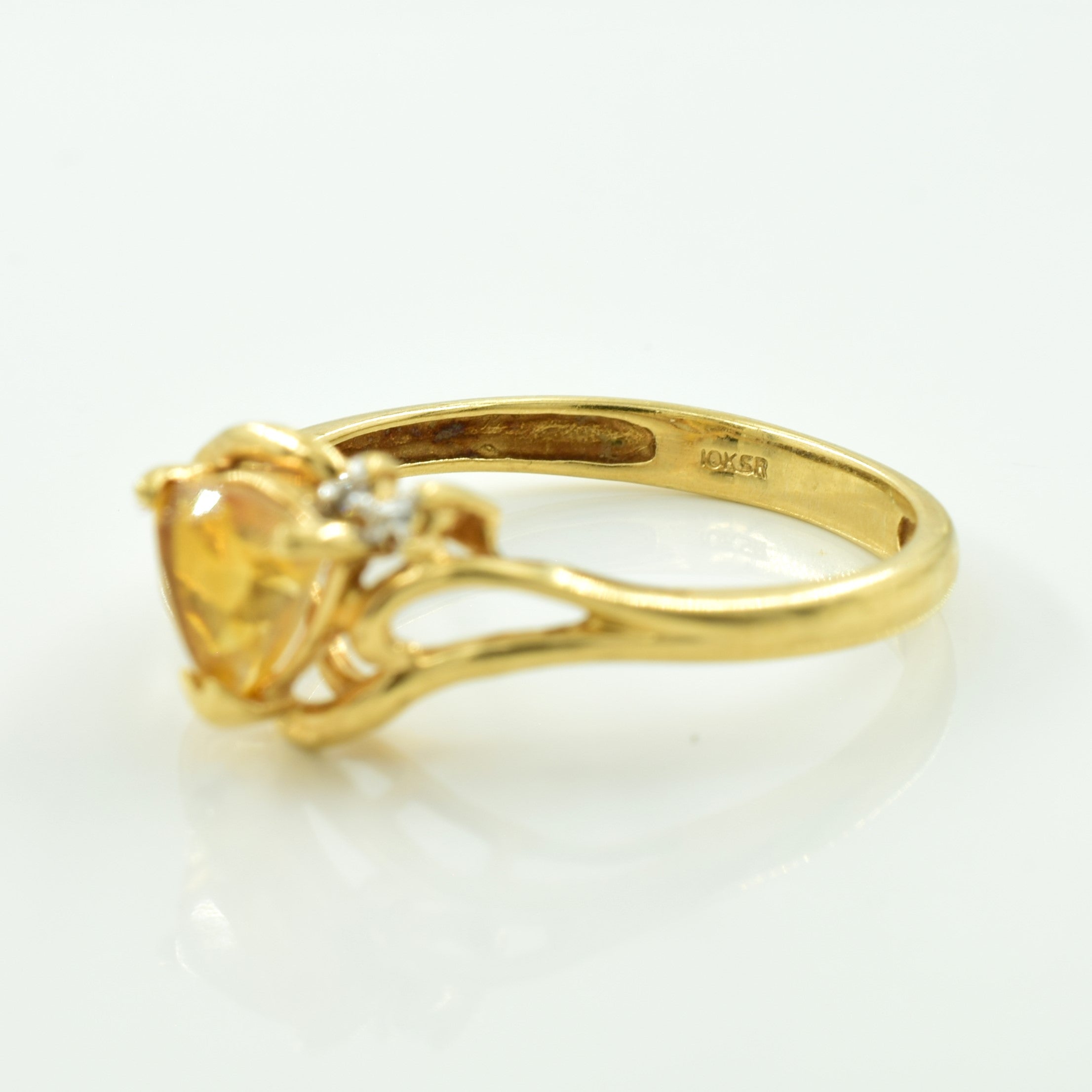 Citrine & Diamond Bypass Ring | 0.60ct, 0.01ctw | SZ 7.75 |