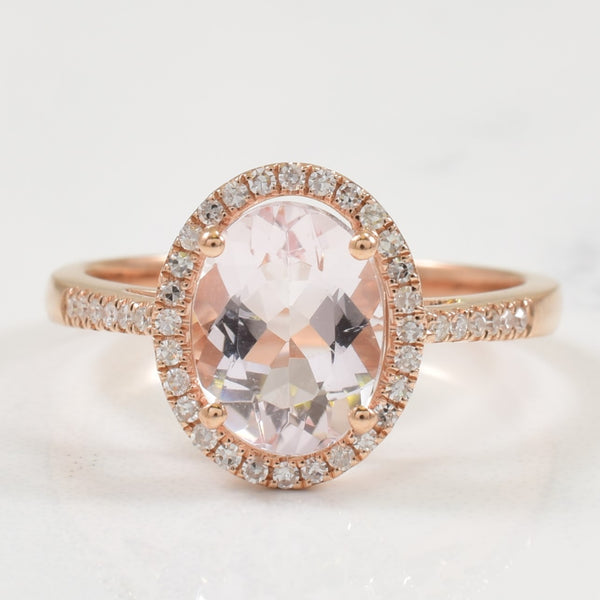 Rose Gold Morganite & Diamond Ring | 1.50ct, 0.14ctw | SZ 6 |