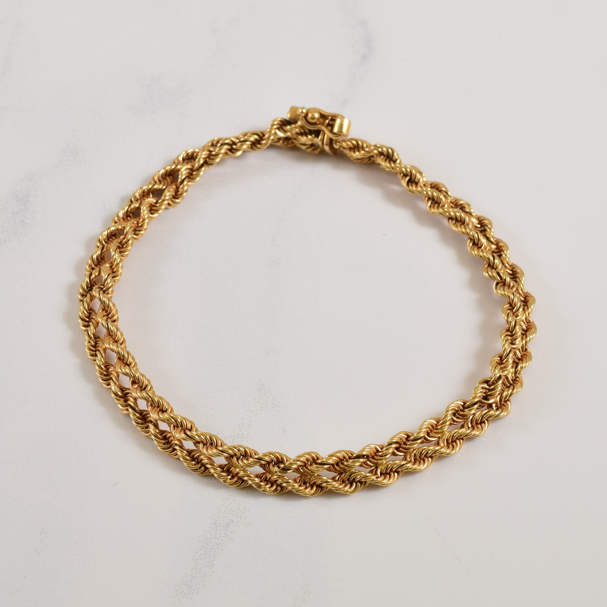 18k Yellow Gold Rope Bracelet 7.00