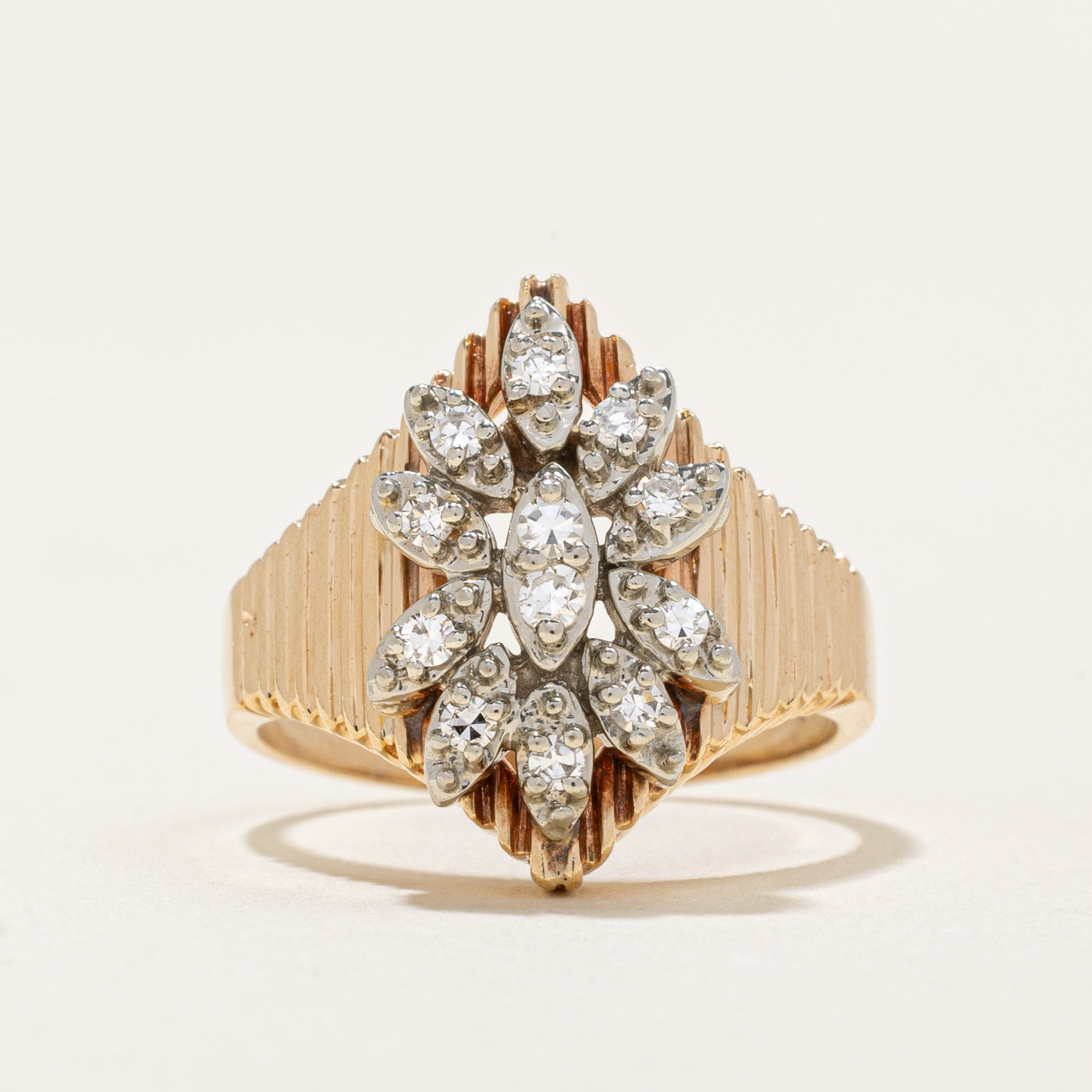 Bague cocktail en diamants | 0,22 ct | Taille 6,75 | 