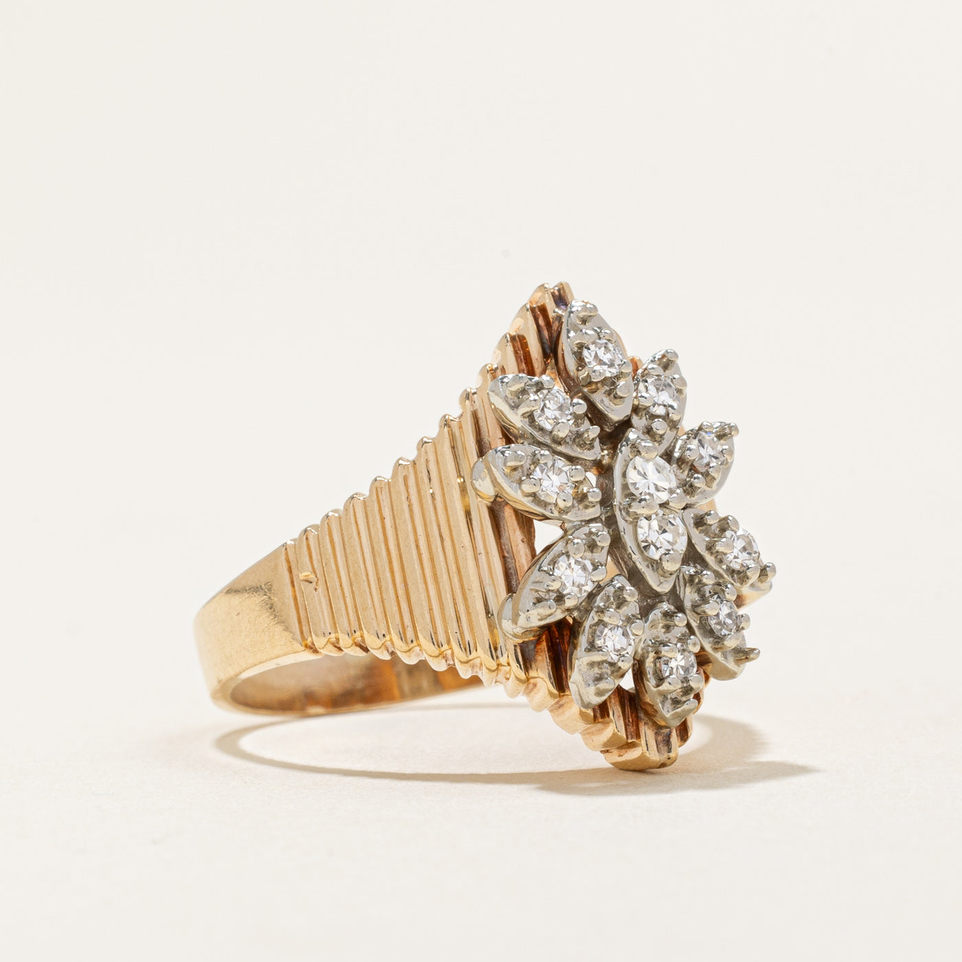 Bague cocktail en diamants | 0,22 ct | Taille 6,75 | 
