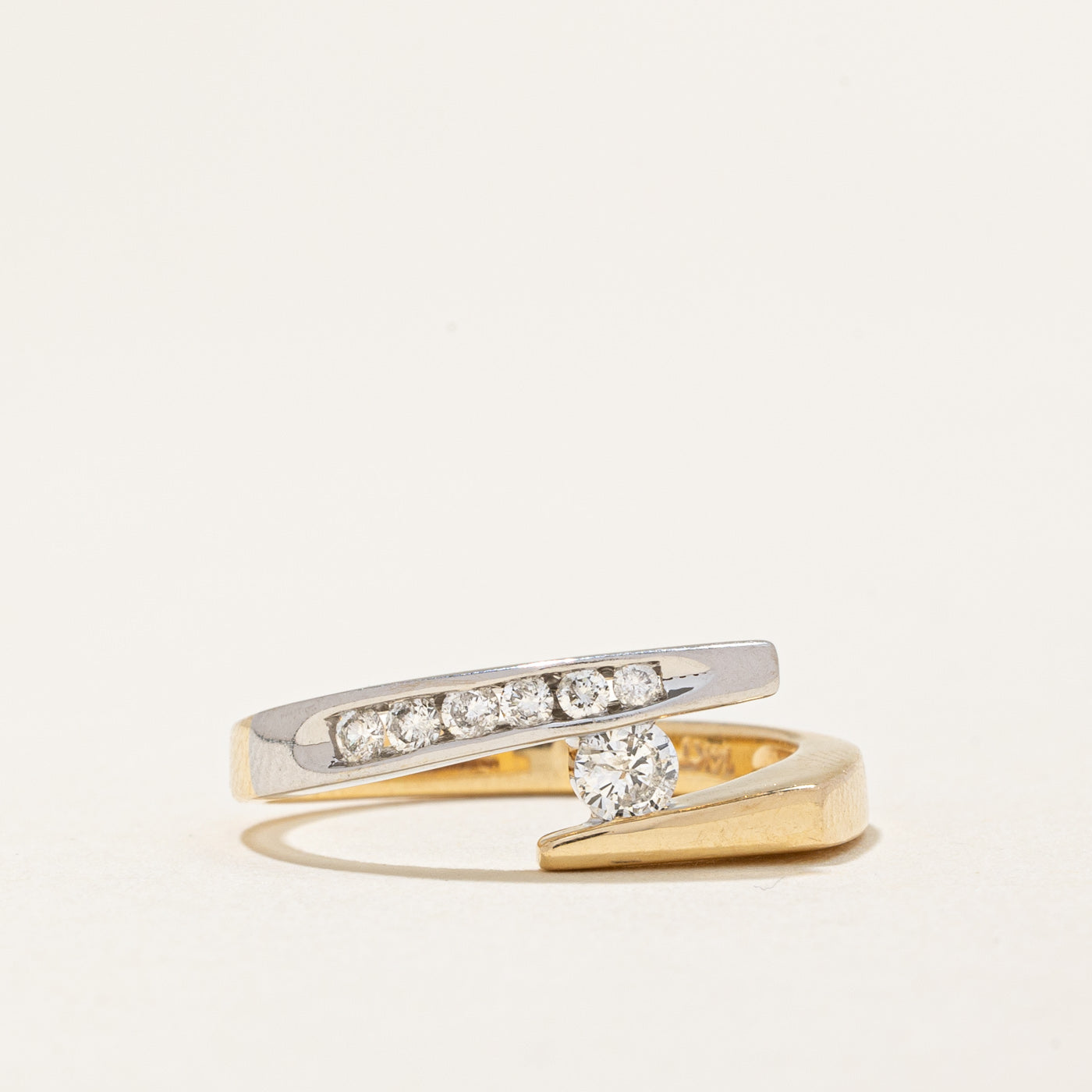 Two Tone Gold Diamond Bypass Ring | 0.25ctw | SZ 6.25 |