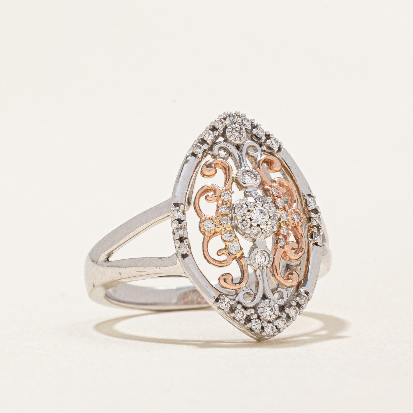 Two Tone Gold Orante Diamond Ring | 0.13ctw | SZ 5.5 |