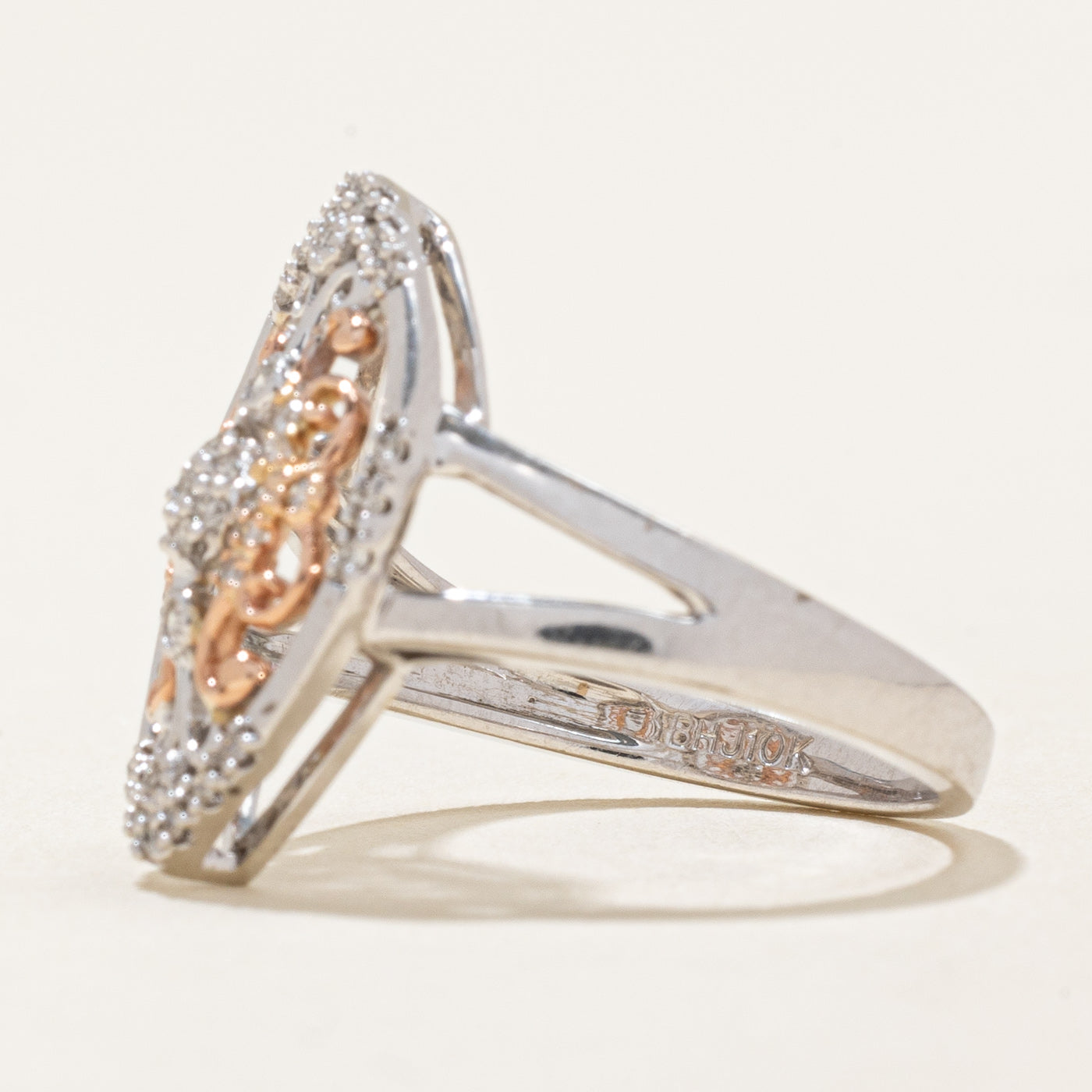Two Tone Gold Orante Diamond Ring | 0.13ctw | SZ 5.5 |