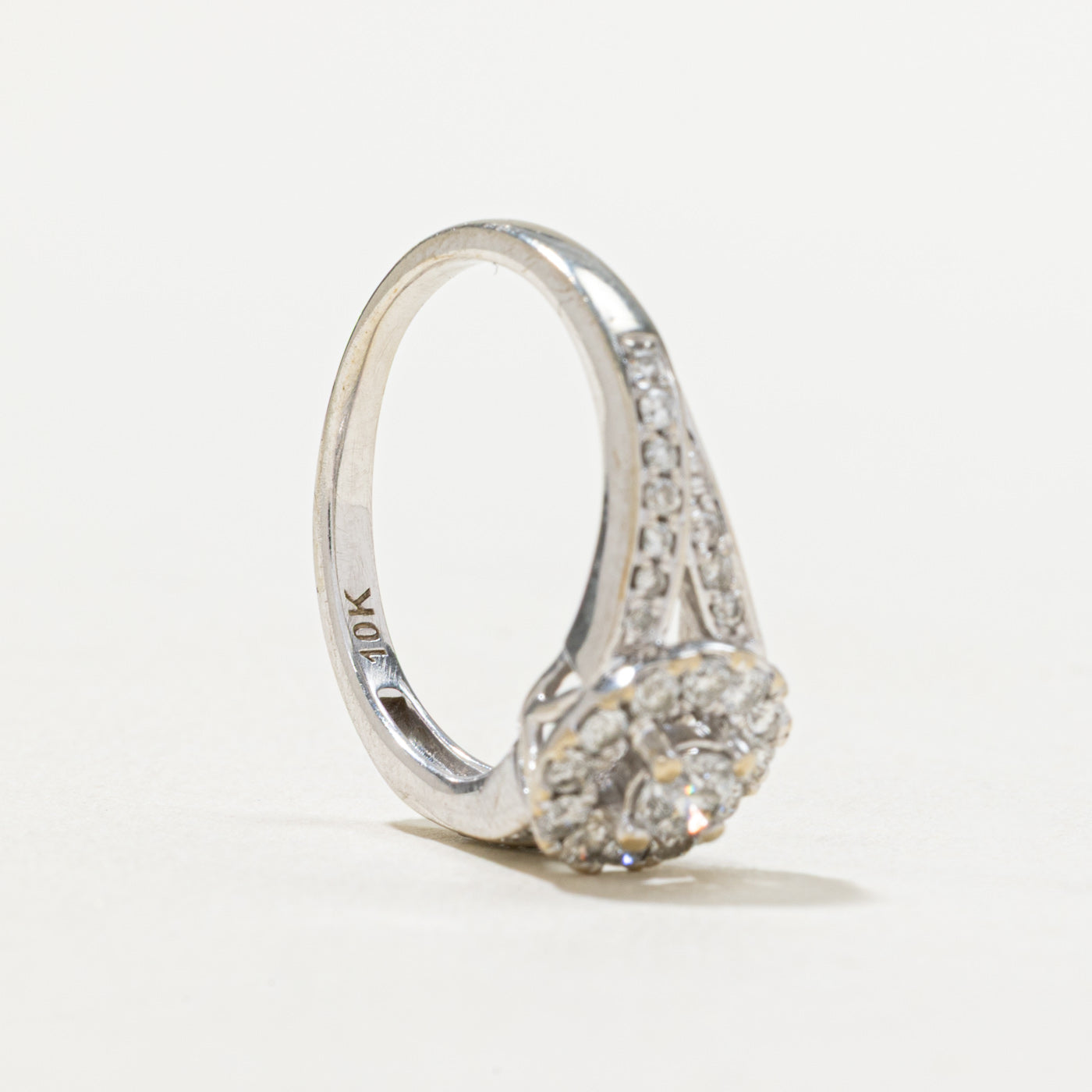 Diamond Halo Tapered Engagement Ring | 0.53ctw | SZ 5.5