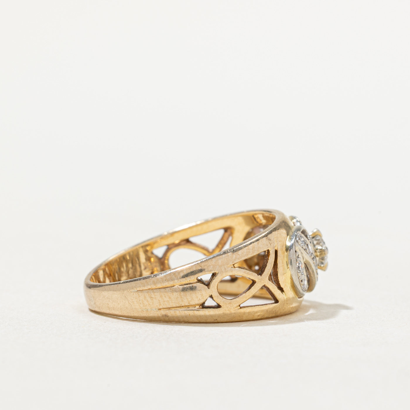 Two Tone Gold Diamond Openwork Ring | 0.25ctw | SZ 7.5