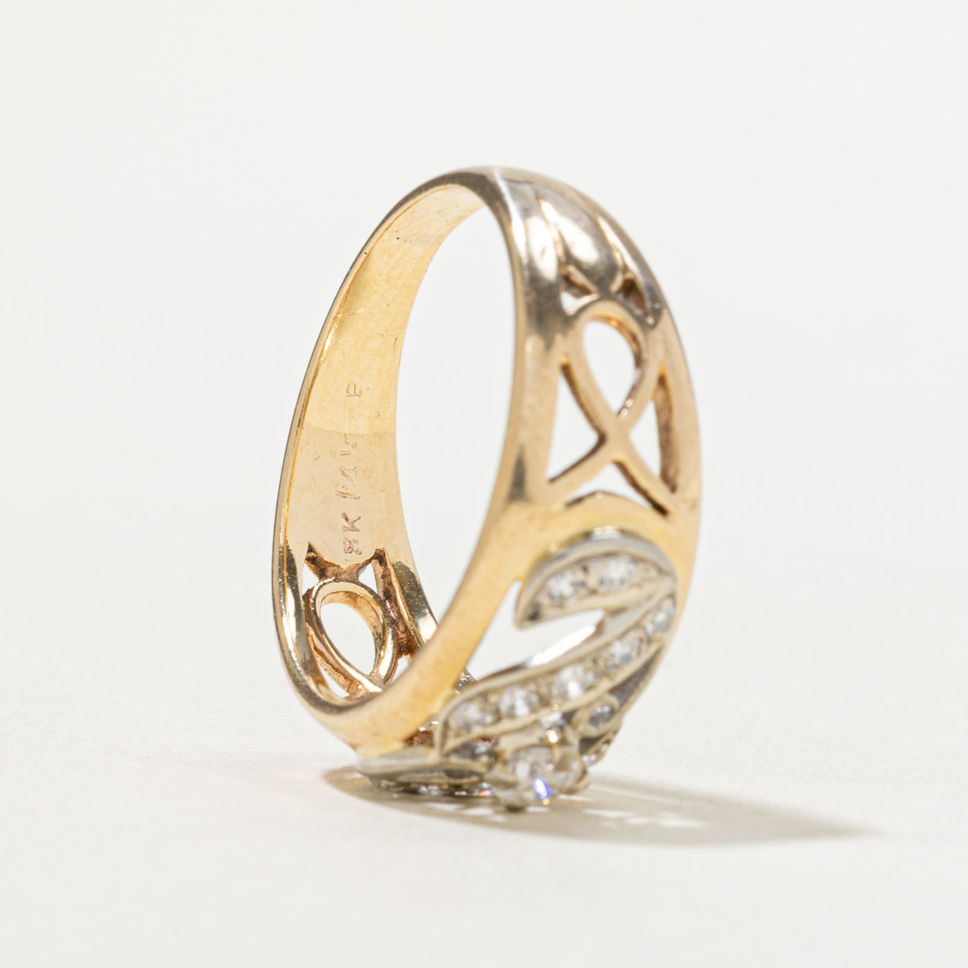 Two Tone Gold Diamond Openwork Ring | 0.25ctw | SZ 7.5