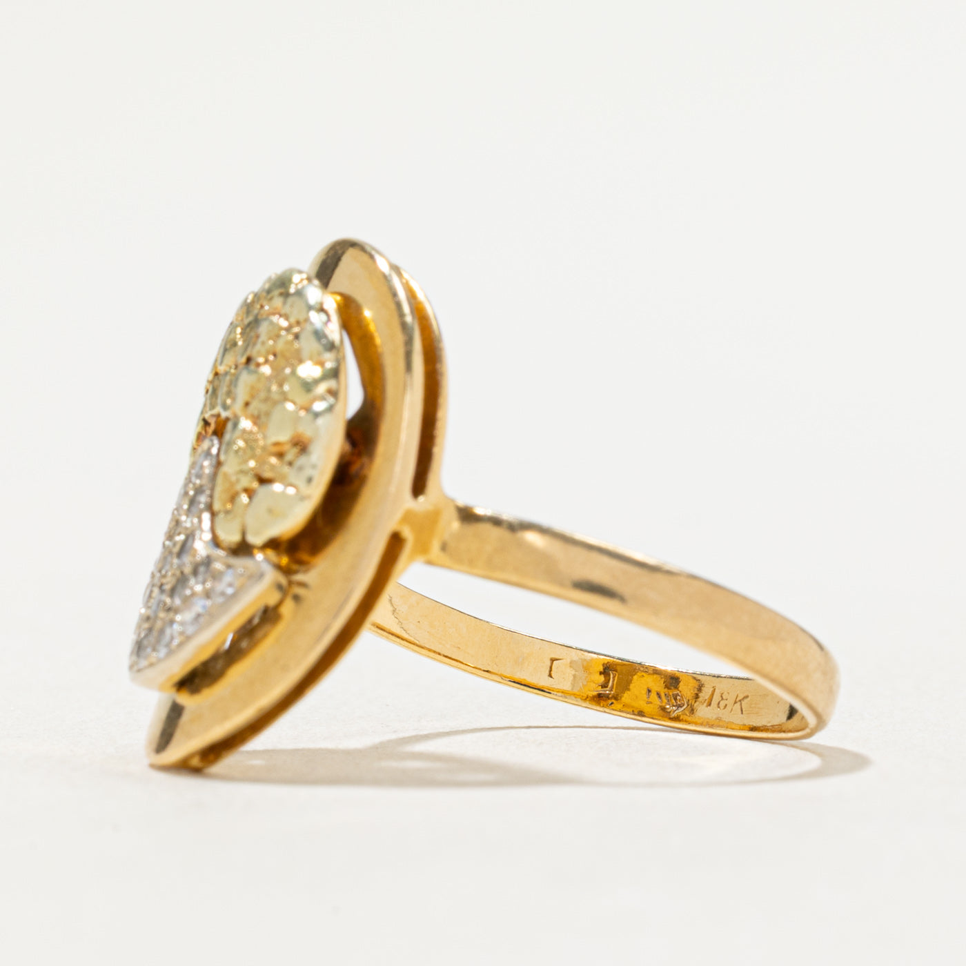 Gold Nugget & Diamond Cluster Cocktail Ring | 0.24ctw | SZ 7