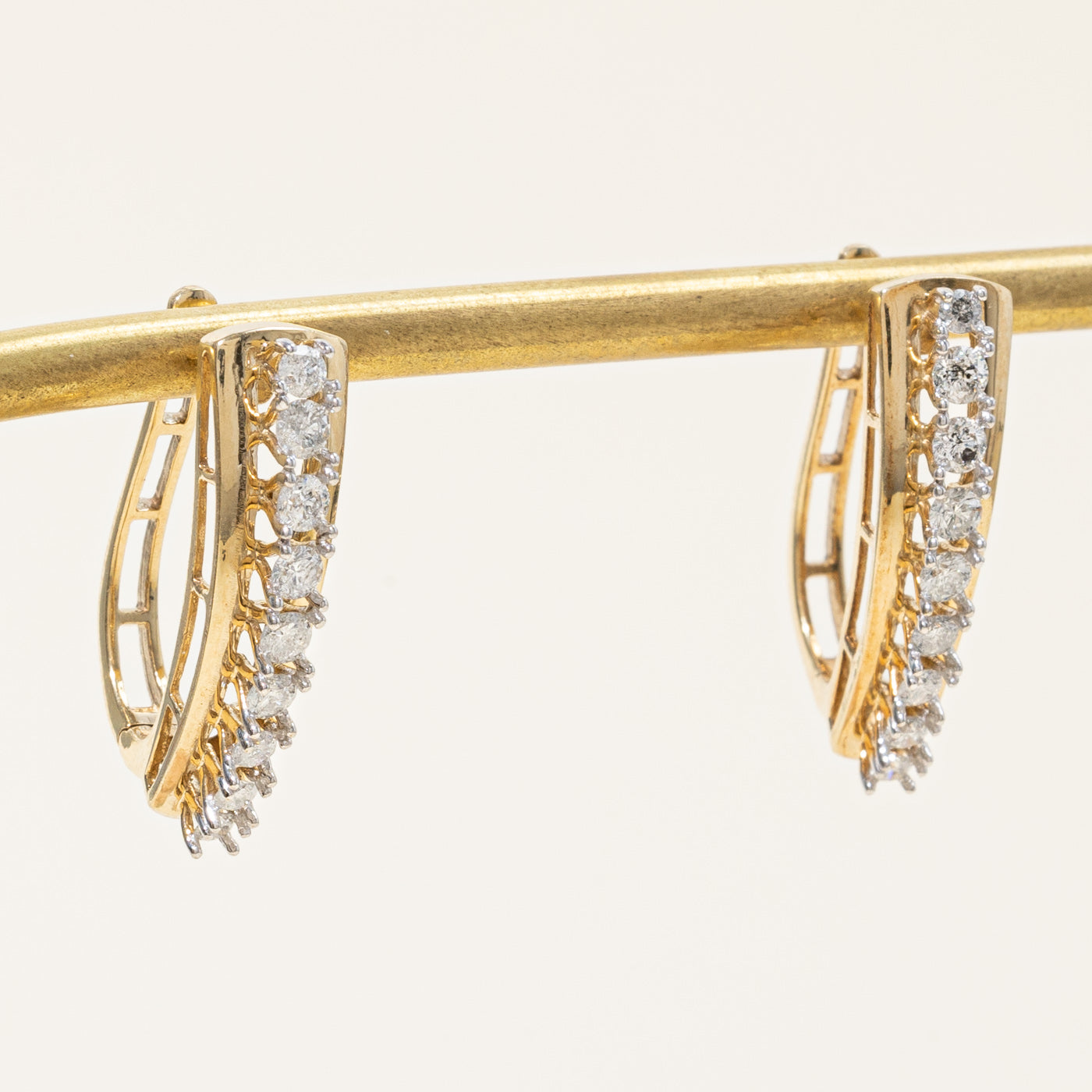Diamond Half Hoop Earrings | 0.90ctw |