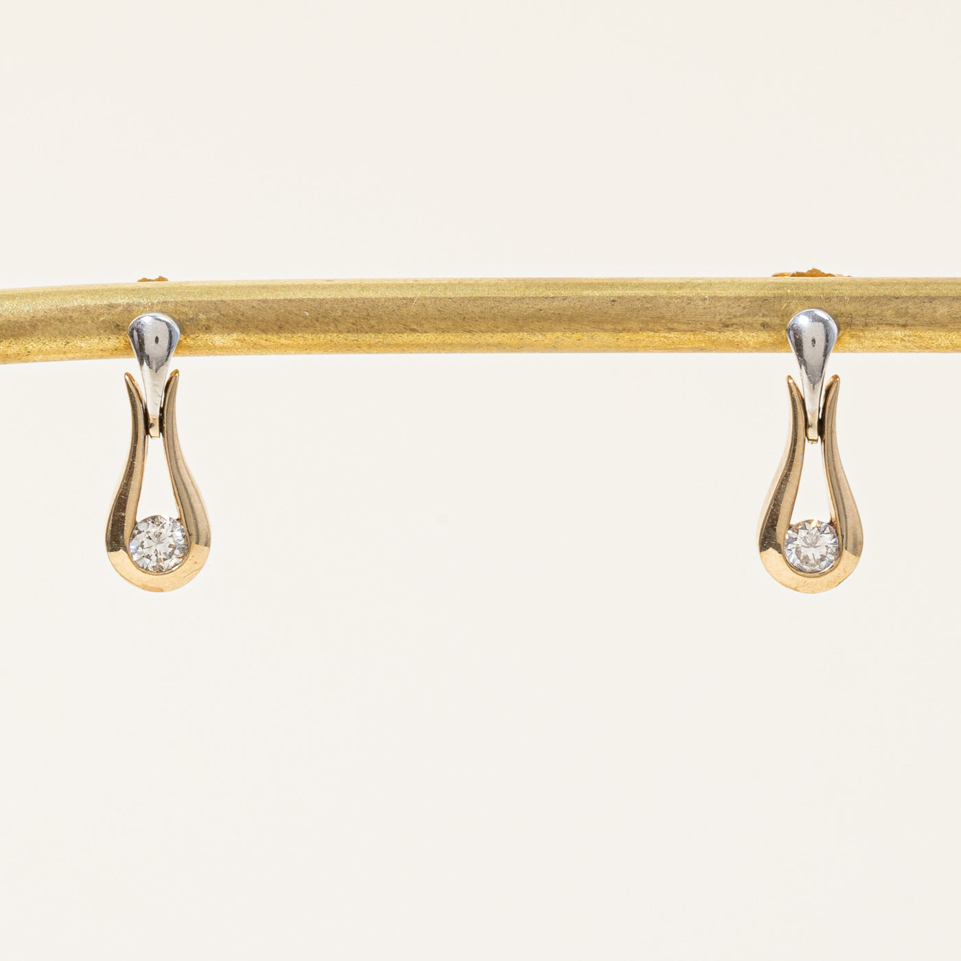 Two Tone Gold Diamond Earrings | 0.23ctw |
