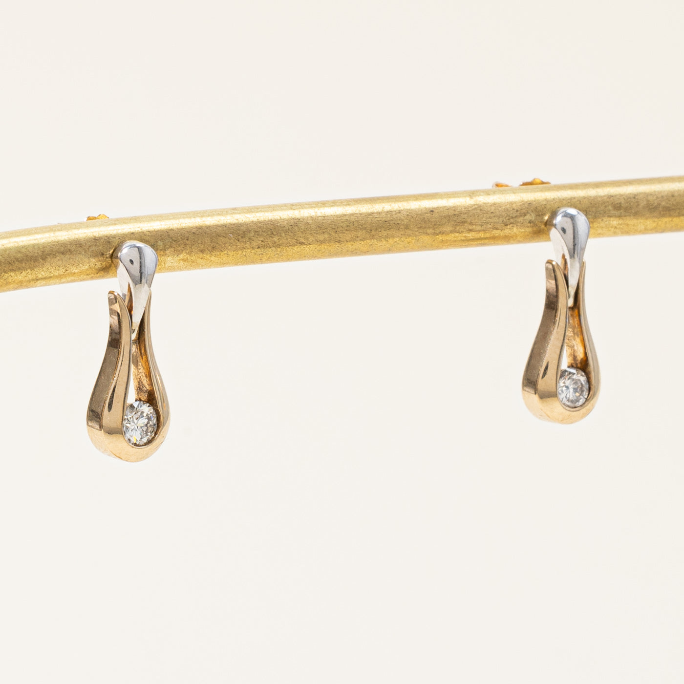 Two Tone Gold Diamond Earrings | 0.23ctw |