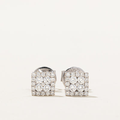 Square Diamond Stud Earrings | 0.40ctw |