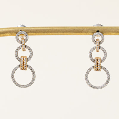 Two Tone Gold Diamond Drop Earrings | 0.40ctw |