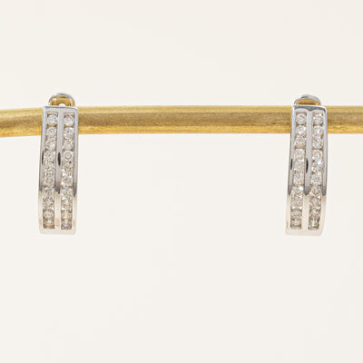 Channel Set Diamond Hoop Earrings | 0.70ctw |