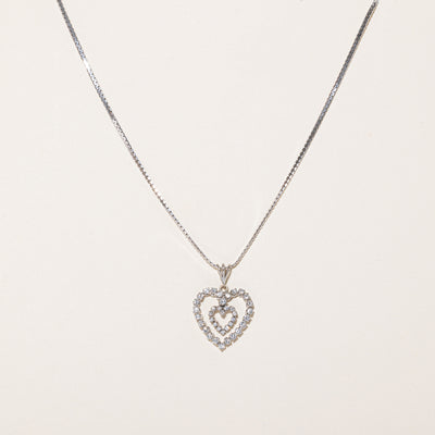 Diamond Heart Pendant & Necklace | 1.12ctw | 19.5