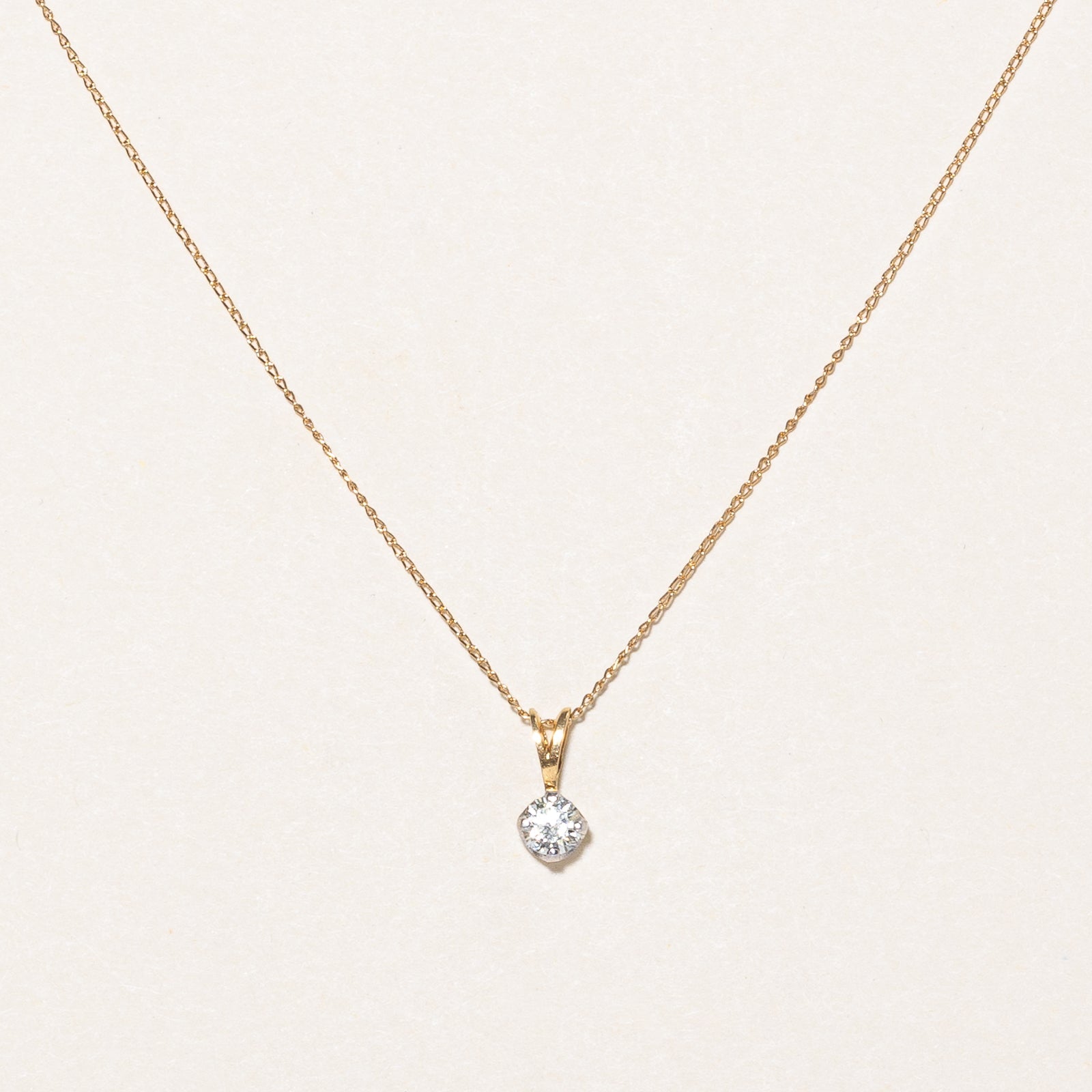 Solitaire Diamond Pendant & Necklace | 0.22ct | 17" |
