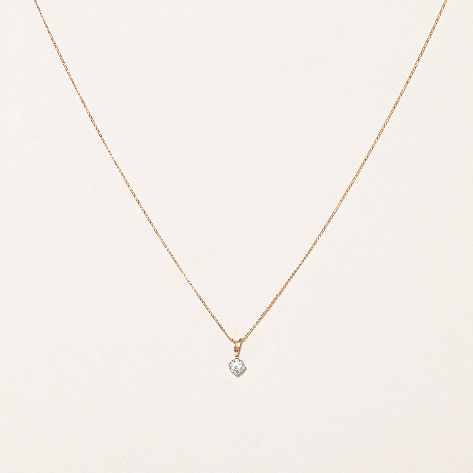 Solitaire Diamond Pendant & Necklace | 0.22ct | 17" |