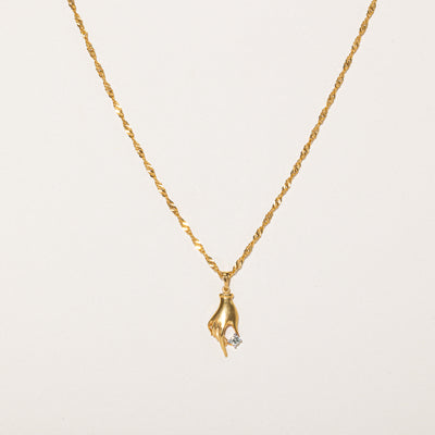 Diamond Hand Pendant & Necklace | 0.16ct | 15
