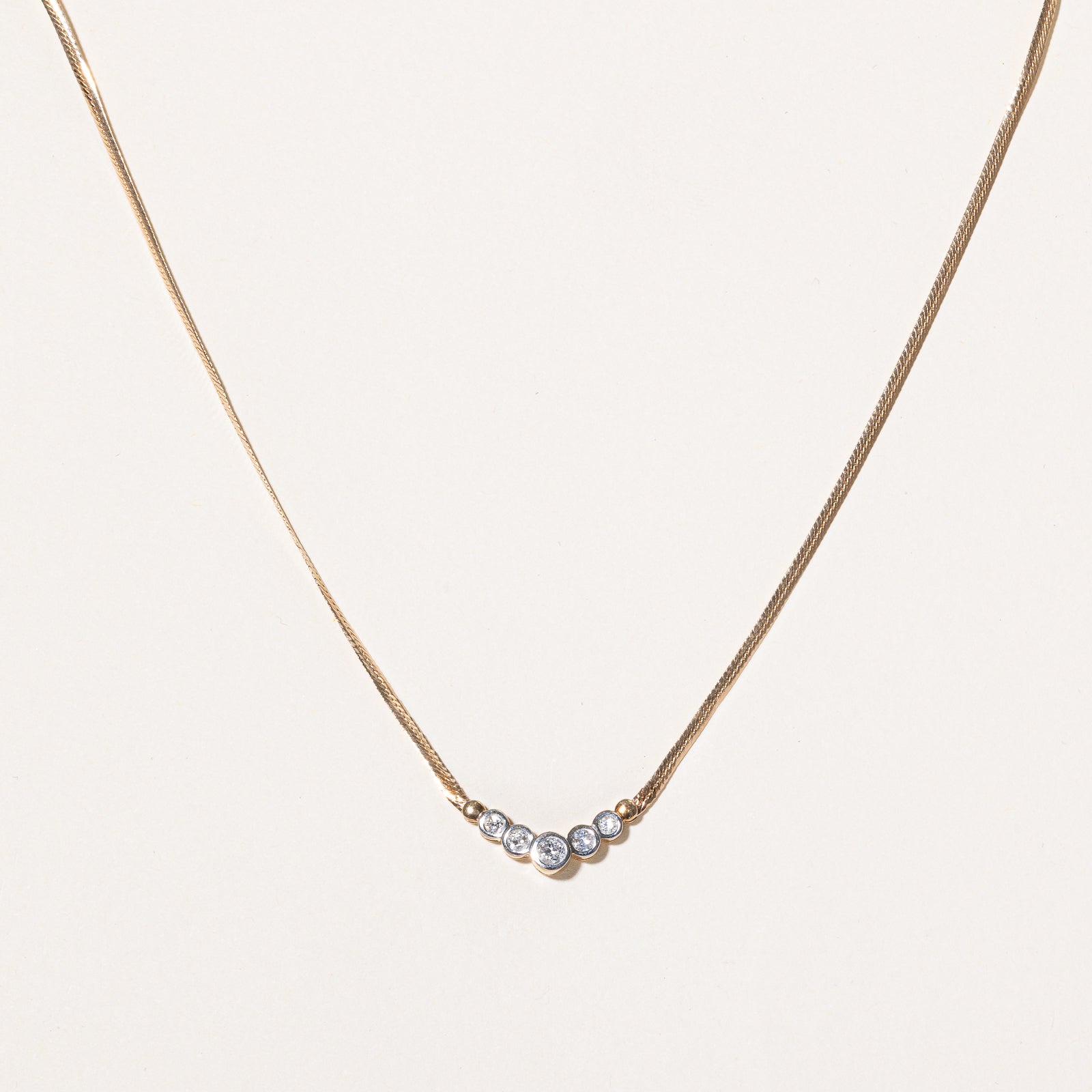 Diamond Bezel Set Scoop Pendant Necklace | 0.32ctw | 16" |
