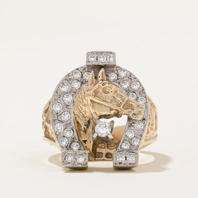 Diamond Horse Cocktail Ring | 0.58ctw | SZ 7 |