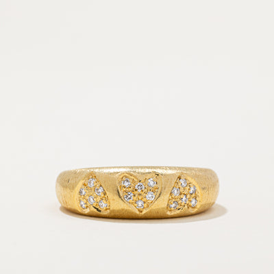 Diamond Cluster Heart Band | 0.13ctw | SZ 8.25 |